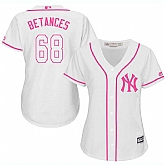 Women New York Yankees #68 Dellin Betances White Pink New Cool Base Jersey JiaSu,baseball caps,new era cap wholesale,wholesale hats