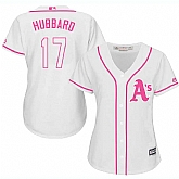 Women Oakland Athletics #17 Glenn Hubbard White Pink New Cool Base Jersey JiaSu,baseball caps,new era cap wholesale,wholesale hats