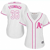 Women Oakland Athletics #36 Terry Steinbach White Pink New Cool Base Jersey JiaSu,baseball caps,new era cap wholesale,wholesale hats