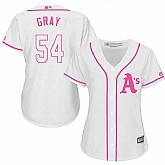 Women Oakland Athletics #54 Sonny Gray White Pink New Cool Base Jersey JiaSu,baseball caps,new era cap wholesale,wholesale hats