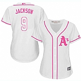 Women Oakland Athletics #9 Reggie Jackson White Pink New Cool Base Jersey JiaSu,baseball caps,new era cap wholesale,wholesale hats