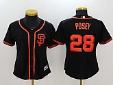 Women San Francisco Giants #28 Buster Posey Black New Cool Base Jersey,baseball caps,new era cap wholesale,wholesale hats