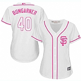 Women San Francisco Giants #40 Madison Bumgarner White Pink New Cool Base Jersey JiaSu,baseball caps,new era cap wholesale,wholesale hats