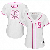Women Seattle Mariners #23 Nelson Cruz White Pink New Cool Base Jersey JiaSu,baseball caps,new era cap wholesale,wholesale hats