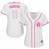 Women Texas Rangers #11 Yu Darvish White Pink New Cool Base Jersey JiaSu,baseball caps,new era cap wholesale,wholesale hats
