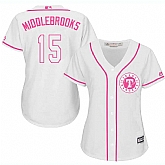 Women Texas Rangers #15 Will Middlebrooks White Pink New Cool Base Jersey JiaSu,baseball caps,new era cap wholesale,wholesale hats