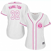 Women Texas Rangers #32 Josh Hamilton White Pink New Cool Base Jersey JiaSu,baseball caps,new era cap wholesale,wholesale hats