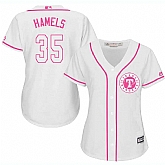 Women Texas Rangers #35 Cole Hamels White Pink New Cool Base Jersey JiaSu,baseball caps,new era cap wholesale,wholesale hats