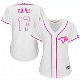 Women Toronto Blue Jays #17 Ryan Goins White Pink New Cool Base Jersey JiaSu,baseball caps,new era cap wholesale,wholesale hats