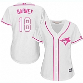 Women Toronto Blue Jays #18 Darwin Barney White Pink New Cool Base Jersey JiaSu,baseball caps,new era cap wholesale,wholesale hats
