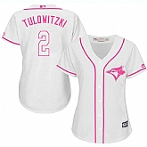 Women Toronto Blue Jays #2 Troy Tulowitzki White Pink New Cool Base Jersey JiaSu,baseball caps,new era cap wholesale,wholesale hats