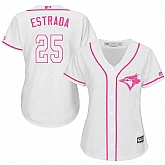 Women Toronto Blue Jays #25 Marco Estrada White Pink New Cool Base Jersey JiaSu,baseball caps,new era cap wholesale,wholesale hats