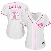 Women Toronto Blue Jays #32 Roy Halladay White Pink New Cool Base Jersey JiaSu,baseball caps,new era cap wholesale,wholesale hats