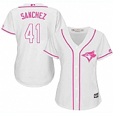 Women Toronto Blue Jays #41 Aaron Sanchez White Pink New Cool Base Jersey JiaSu,baseball caps,new era cap wholesale,wholesale hats