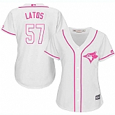 Women Toronto Blue Jays #57 Mat Latos White Pink New Cool Base Jersey JiaSu,baseball caps,new era cap wholesale,wholesale hats