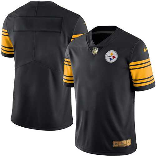 Customized Men's Nike Limited Pittsburgh Steelers Black Gold Color Rush Stitched Jersey