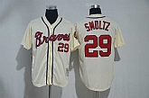 Atlanta Braves #29 John Smoltz Cream Mitchell And Ness Throwback Stitched Jersey,baseball caps,new era cap wholesale,wholesale hats