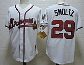 Atlanta Braves #29 John Smoltz White Mitchell And Ness 1995 Throwback Stitched Jersey,baseball caps,new era cap wholesale,wholesale hats