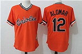 Baltimore Orioles #12 Roberto Alomar Orange Mitchell And Ness Throwback Pullover Stitched Jersey,baseball caps,new era cap wholesale,wholesale hats