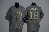 Chicago Cubs #18 Ben Zobrist Gray Gold Flexbase Collection Stitched Jersey,baseball caps,new era cap wholesale,wholesale hats