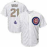 Chicago Cubs #21 Sammy Sosa White World Series Champions Gold Program New Cool Base Stitched Jersey,baseball caps,new era cap wholesale,wholesale hats