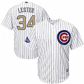 Chicago Cubs #34 Jon Lester White World Series Champions Gold Program New Cool Base Stitched Jersey,baseball caps,new era cap wholesale,wholesale hats