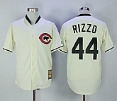 Chicago Cubs #44 Anthony Rizzo Cream Mitchell And Ness Throwback Stitched Jersey,baseball caps,new era cap wholesale,wholesale hats