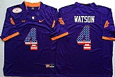 Clemson Tigers #4 Deshaun Watson Purple USA Flag College Stitched Jersey,baseball caps,new era cap wholesale,wholesale hats