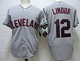 Cleveland Indians #12 Francisco Lindor Gray New Cool Base Stitched Jersey,baseball caps,new era cap wholesale,wholesale hats