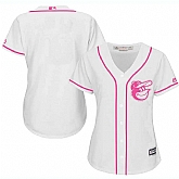 Customized Women's Baltimore Orioles White Pink New Cool Base Jersey,baseball caps,new era cap wholesale,wholesale hats