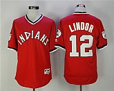 Indians #12 Francisco Lindor Red Mitchell And Ness Throwback Pullover Stitched Jersey,baseball caps,new era cap wholesale,wholesale hats