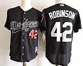 Los Angeles Dodgers #42 Jackie Robinson Black Mitchell And Ness Throwback Stitched Jersey,baseball caps,new era cap wholesale,wholesale hats
