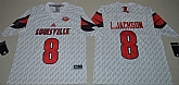 Louisville Cardinals #8 Lamar Jackson White College Football Stitched Jersey,baseball caps,new era cap wholesale,wholesale hats