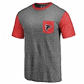 Men's Atlanta Falcons Pro Line by Fanatics Branded Heathered Gray Red Refresh Pocket T-Shirt FengYun,baseball caps,new era cap wholesale,wholesale hats