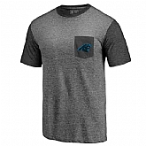 Men's Carolina Panthers Pro Line by Fanatics Branded Heathered Gray Black Refresh Pocket T-Shirt FengYun,baseball caps,new era cap wholesale,wholesale hats
