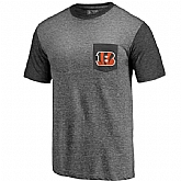 Men's Cincinnati Bengals Pro Line by Fanatics Branded Heathered Gray Black Refresh Pocket T-Shirt FengYun,baseball caps,new era cap wholesale,wholesale hats