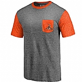 Men's Cleveland Browns Pro Line by Fanatics Branded Heathered Gray Orange Refresh Pocket T-Shirt FengYun,baseball caps,new era cap wholesale,wholesale hats