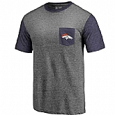 Men's Denver Broncos Pro Line by Fanatics Branded Heathered Gray Navy Refresh Pocket T-Shirt FengYun,baseball caps,new era cap wholesale,wholesale hats
