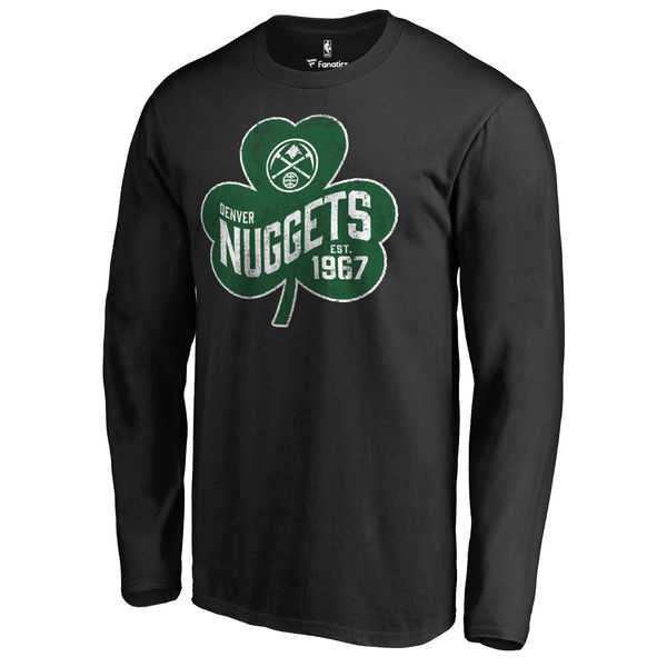 Men's Denver Nuggets Fanatics Branded Black Big & Tall St. Patrick's Day Paddy's Pride Long Sleeve T-Shirt FengYun