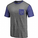 Men's Detroit Lions Pro Line by Fanatics Branded Heathered Gray Blue Refresh Pocket T-Shirt FengYun,baseball caps,new era cap wholesale,wholesale hats