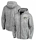 Men's Green Bay Packers Pro Line by Fanatics Branded Space Dye Performance Full Zip Hoodie Heathered Gray FengYun,baseball caps,new era cap wholesale,wholesale hats