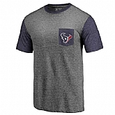 Men's Houston Texans Pro Line by Fanatics Branded Heathered Gray Navy Refresh Pocket T-Shirt FengYun,baseball caps,new era cap wholesale,wholesale hats