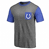 Men's Indianapolis Colts Pro Line by Fanatics Branded Heathered Gray Royal Refresh Pocket T-Shirt FengYun,baseball caps,new era cap wholesale,wholesale hats