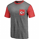 Men's Kansas City Chiefs Pro Line by Fanatics Branded Heathered Gray Red Refresh Pocket T-Shirt FengYun,baseball caps,new era cap wholesale,wholesale hats