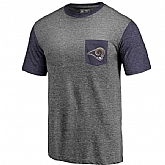 Men's Los Angeles Rams Pro Line by Fanatics Branded Heathered Gray Navy Refresh Pocket T-Shirt FengYun,baseball caps,new era cap wholesale,wholesale hats