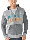 Men's Miami Dolphins G III Sports by Carl Banks Safety Tri Blend Full Zip Hoodie Heathered Gray FengYun,baseball caps,new era cap wholesale,wholesale hats