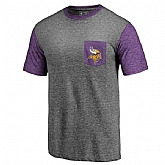 Men's Minnesota Vikings Pro Line by Fanatics Branded Heathered Gray Purple Refresh Pocket T-Shirt FengYun,baseball caps,new era cap wholesale,wholesale hats