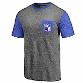 Men's NFL Shield Logo Pro Line by Fanatics Branded Heathered Gray Royal Refresh Pocket T-Shirt FengYun