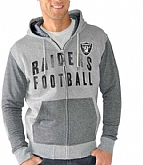 Men's Oakland Raiders G III Sports by Carl Banks Safety Tri Blend Full Zip Hoodie Heathered Gray FengYun,baseball caps,new era cap wholesale,wholesale hats