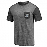 Men's Oakland Raiders Pro Line by Fanatics Branded Heathered Gray Black Refresh Pocket T-Shirt FengYun,baseball caps,new era cap wholesale,wholesale hats